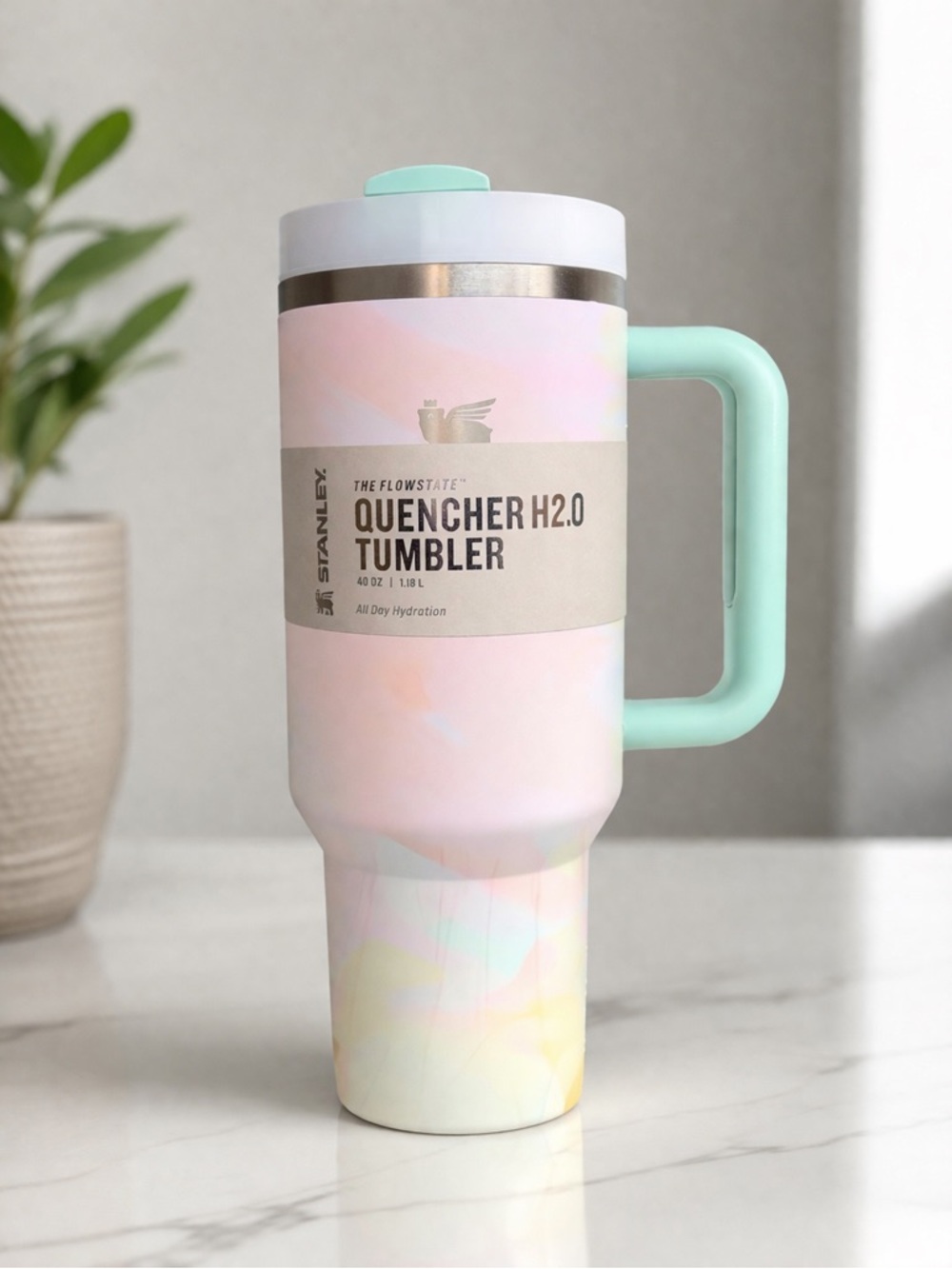Quencher H2.0 40oz Pastel Iridescent Tumbler Mint Handle NEW Trendy Cup